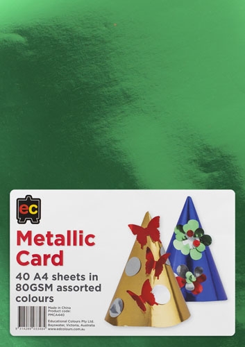 Foil Board A4 Single Sided 250gsm Assorted Colour Pk 40 EC